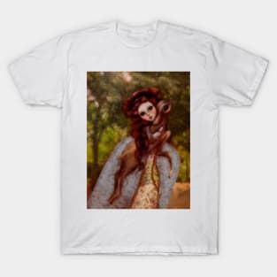 Original Fairy tale Book Art: Anime Girl and Fawn in Pop Surrealist style T-Shirt